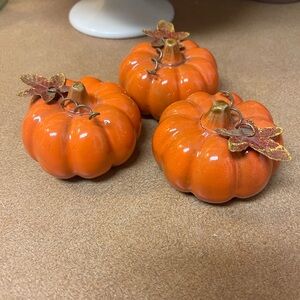 Orange Ceramic Pumpkins set/3 New